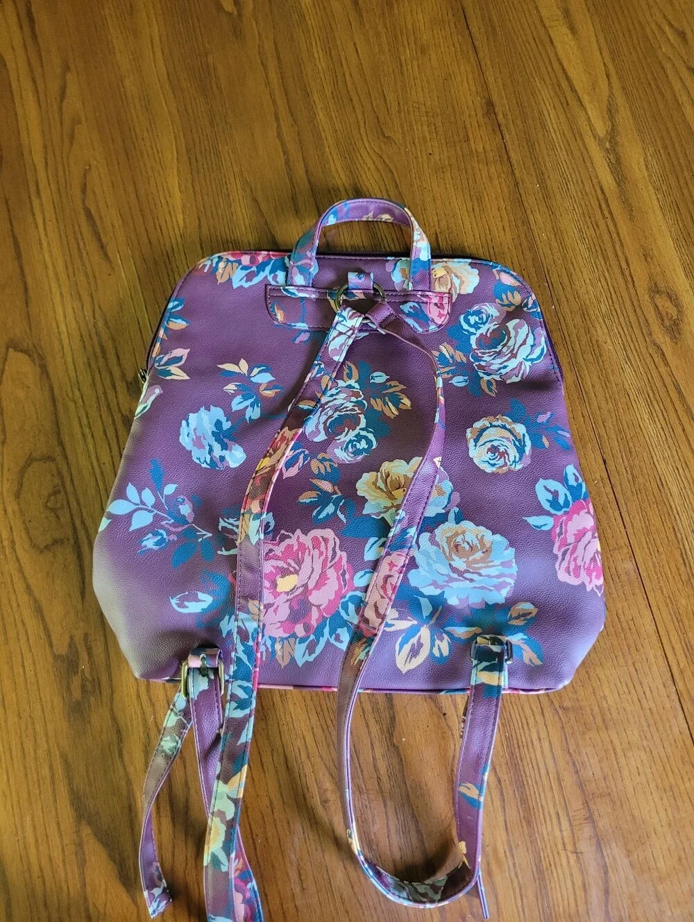 Matilda Jane Moments With You Plum Perfect Floral Faux Leather Backpack NWOT